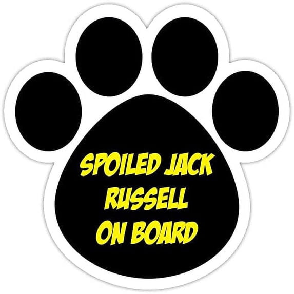 (5 Stickers Combo Deal) Dog Paw Shaped Bumper Sticker Decal: Spoiled Jack Russell On Board | Dogs 5"X 5"