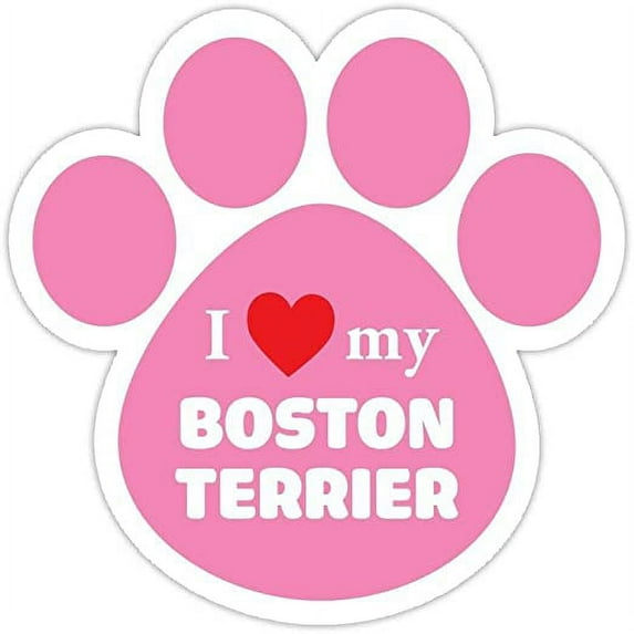 (5 Stickers Combo Deal) I Love My Boston Terrier Bumper Sticker Vinyl Decal 5"X 5"