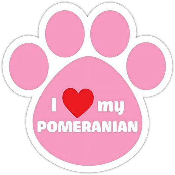 (5 Stickers Combo Deal) I Love My Pomeranian Pink Bumper Sticker Vinyl Decal 5"X 5"
