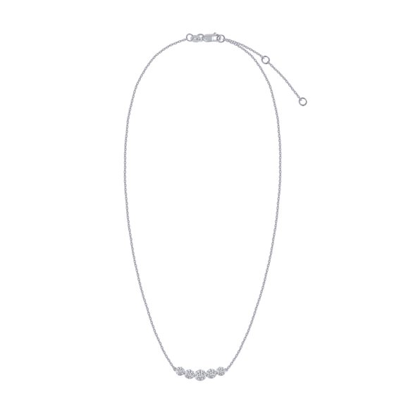 5-Stone Necklace For Women | 0.85 Carat Round Shape Lab Grown Diamond Tow Tone Choker Necklace In 14K White Gold Over Sterling Silver Jewelry Gifts For Her With 18" Cable Chain (0.85 Cttw)