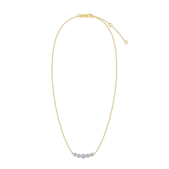 5-Stone Necklace For Women | 0.85 Carat Round Shape Lab Grown Diamond Tow Tone Choker Necklace In 14K Solid Yellow Gold Jewelry Gifts For Her With 18" Cable Chain (0.85 Cttw)