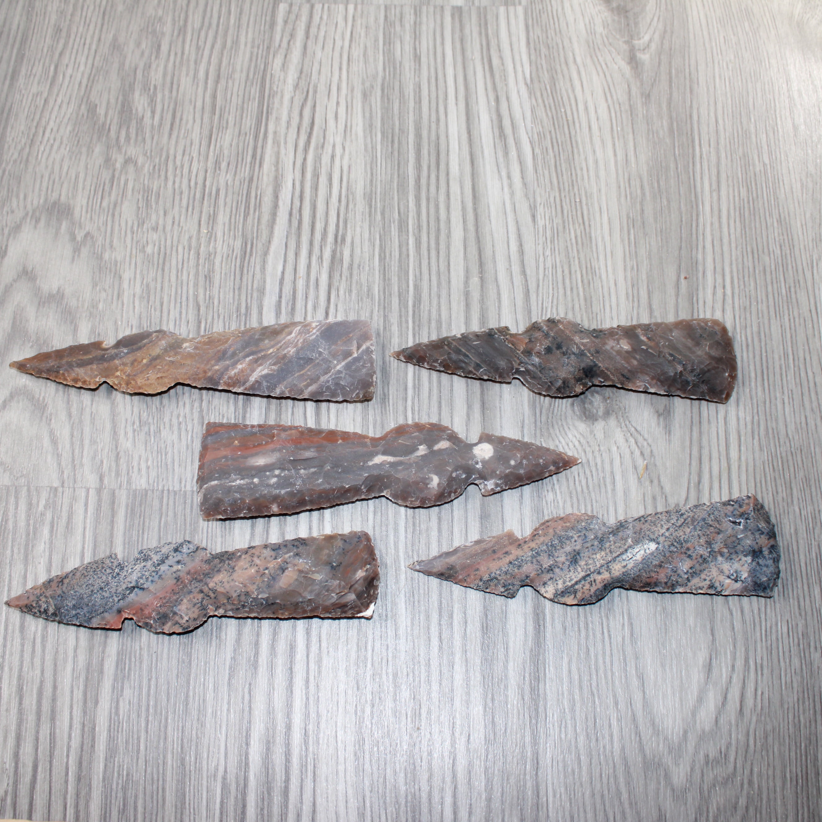 5 Stone Ornamental Tomahawk Heads  #1162    Agate Jasper Axe Hatchet Ax