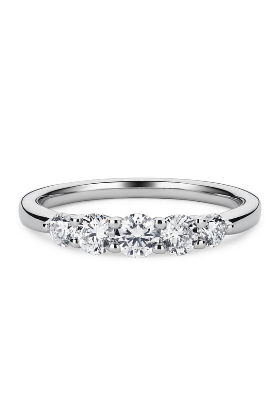 5-Stone Step Design Moissanite Wedding Band in 925 Sterling Silver