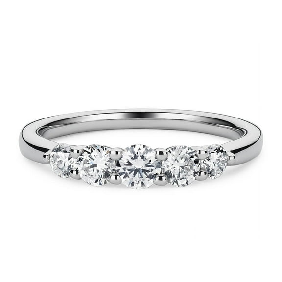 5-Stone Step Design Moissanite Wedding Band in 925 Sterling Silver