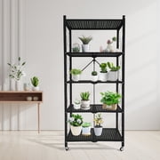 5-Storage Shelves with Foldable Metal Shelving Units Storage Racks, No Assembly Required Movable Storage Shelf Heavy Duty Shelves Kitchen, and Garage Storage Shelf1 PACK