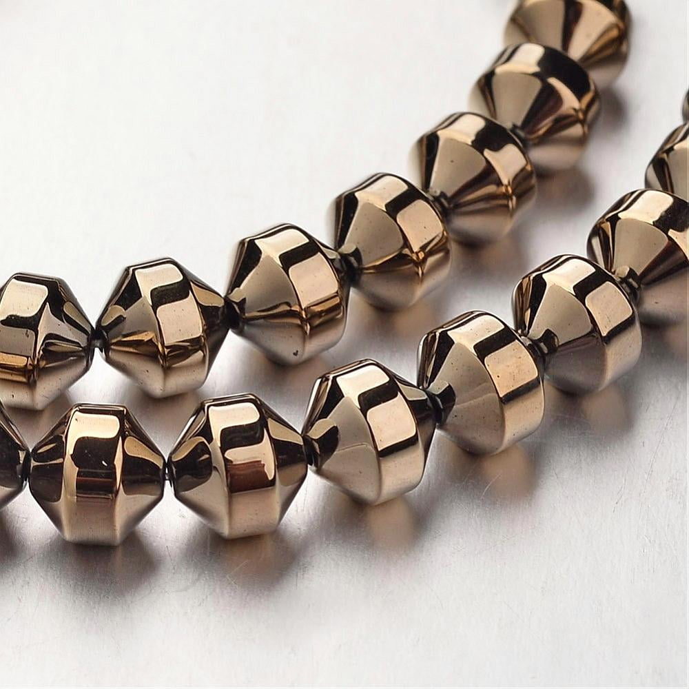 5 Strand Electroplate Non-magnetic Hematite Bead Strands Bicone Bronze ...