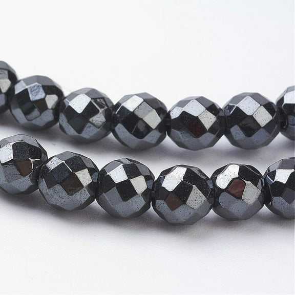 5 Strand Magnetic Synthetic Hematite Beads Strands 48 Faceted Round Black 6mm in diameter hole:1mm 69pcs/strand 16 inch