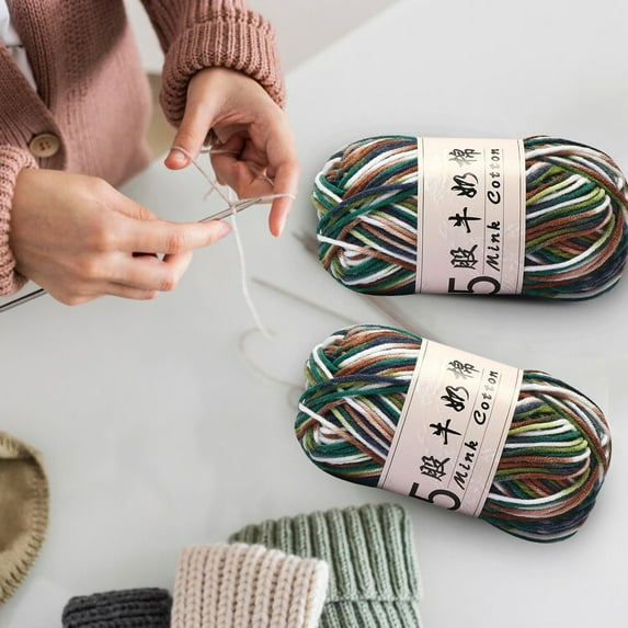 5 Strand Milk Cotton Gradient Hand-Woven Diy Doll Yarn, 50G 325M Acrylic Crochet Thread for Knitting, Crafts, Hats, Scarves, Beginners