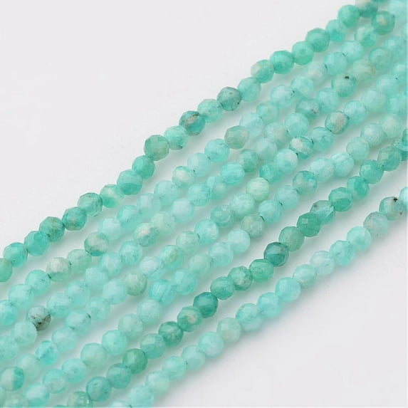 5 Strand Natural Amazonite Beads Strands Round Faceted 2mm Hole: 0.8mm about 217pcs/strand 15.75 inch