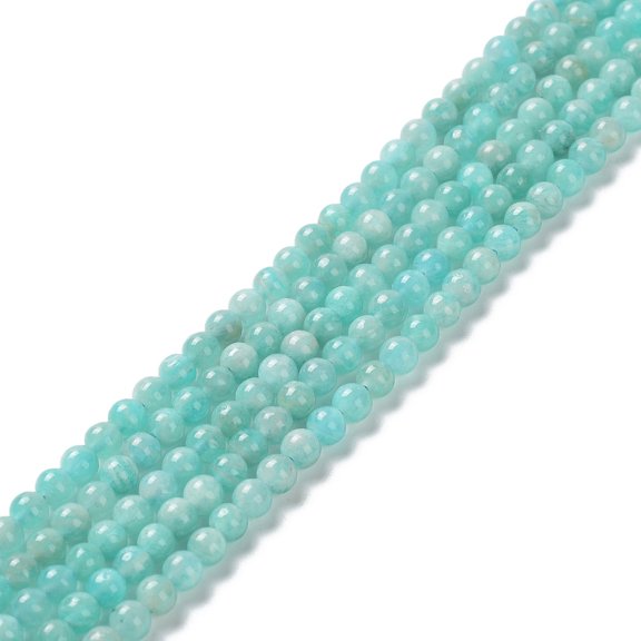5 Strand Natural Amazonite Beads Strands Round Grade A 4mm Hole: 0.8mm 89pcs/strand 14.96 inch(38cm)