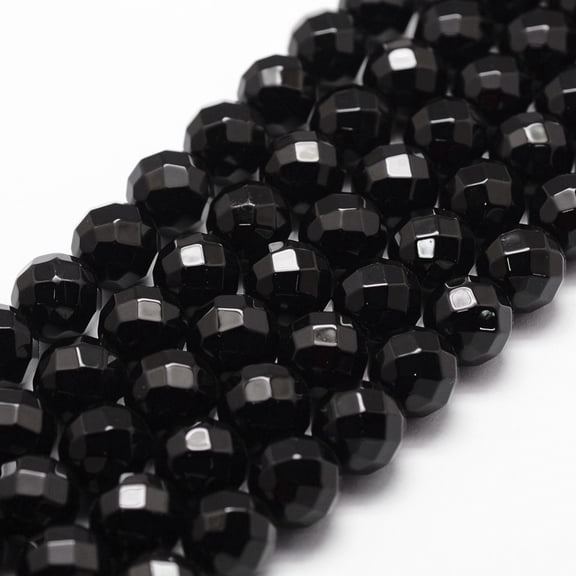 5 Strand Natural Black Onyx Beads Strands Grade A Faceted Round 10mm Hole: 1mm 37pcs/strand 14.9 inch~15.1 inch