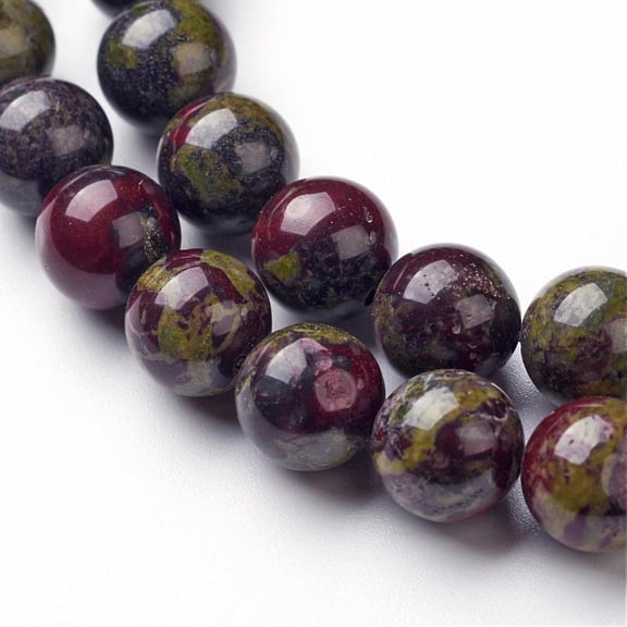 5 Strand Natural Dragon Blood Jasper Bead Strands Round 10mm Hole: 1mm about 35~37pcs/strand 14.96 inch