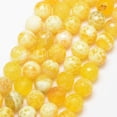 thumbnail image 1 of 5 Strand Natural Fire Crackle Agate Bead Strands Round Grade A Faceted Dyed & Heated Yellow 10mm Hole: 1mm 37pcs/strand 36~37cm, 1 of 3
