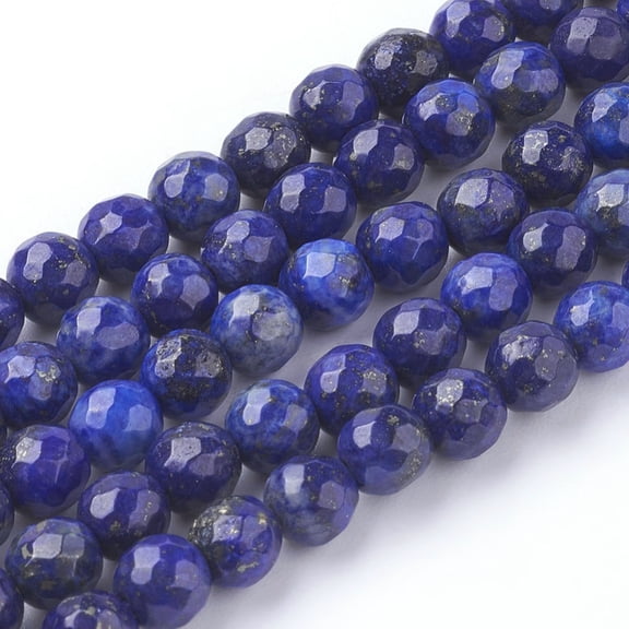 5 Strand Natural Lazuli Beads Strands Faceted Round Midnight Blue 6mm Hole: 1mm 59pcs/strand 14.5 inch