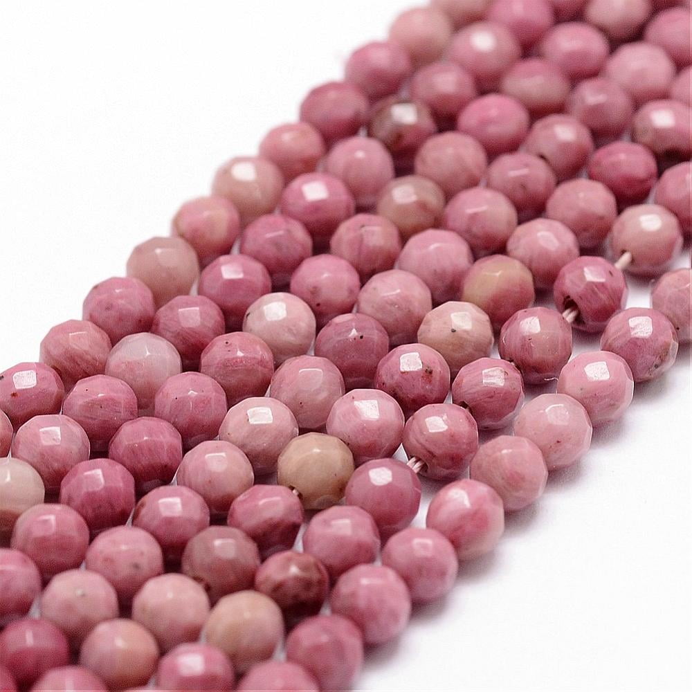 5 Strand Natural Rhodonite Beads Strands Faceted Round 6mm Hole: 1mm ...
