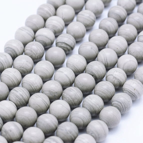 5 Strand Natural Silver Line Jasper Beads Strands Round 6mm Hole: 1mm