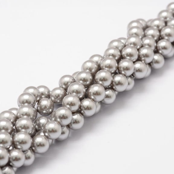 5 Strand Shell Pearl Beads Strands Grade A Round Gray 8mm Hole: 1mm 47pcs/strand 15.5 inch