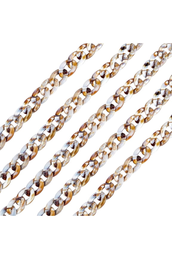 5 Strands 39.37 Inch Goldenrod Acrylic Link Chain Plastic Curb Chain for Neckalce Bracelet Earrings Handbag Sunglasses Holder Making DIY