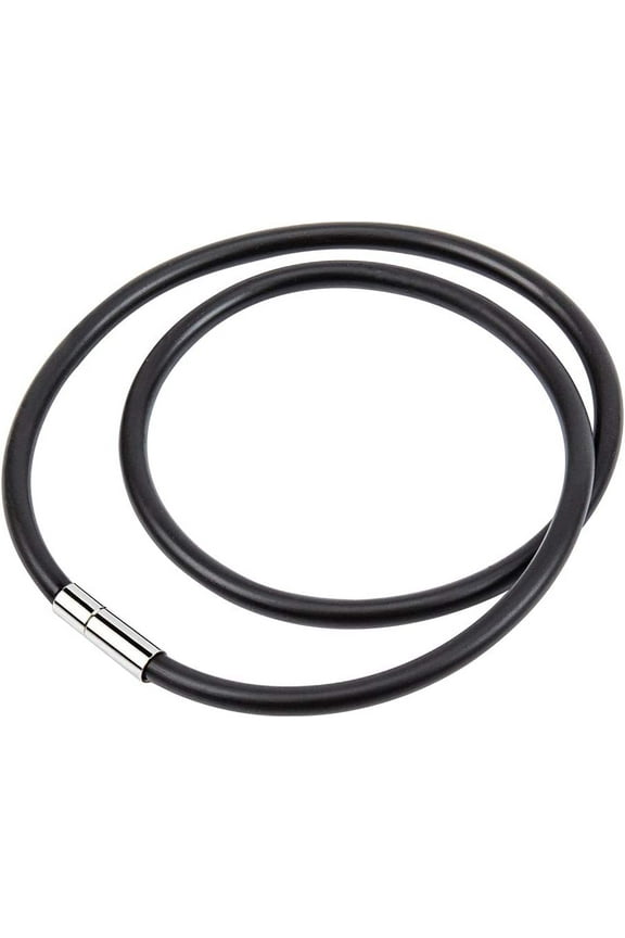 5 Strands 4mm Black Rubber Necklace for DIY Jewelry Making Round Necklace Cord with Platinum Color Brass Clasps for DIY Men Women 18.11 Inches Long