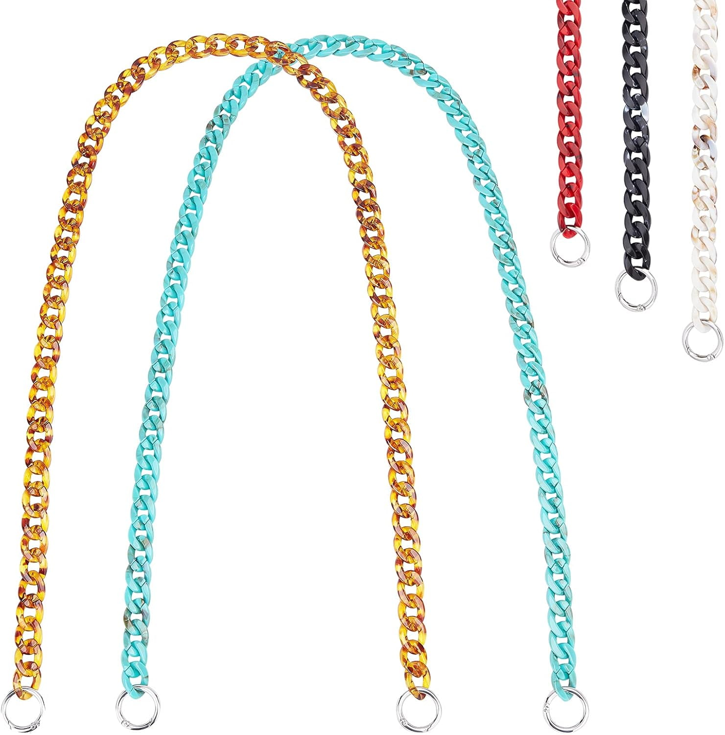 5 Strands 5 Color Handmade Acrylic Curb Chains Imitation Gemstone with  Alloy Spring Gate Rings Mixed Color Link: 23x16.5x5mm 39.37 inch(1m)/strand  1 strand/color - Walmart.com