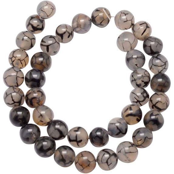 5 Strands 8mm Natural Dragon Veins Agate Gemstone Round Loose Stone Beads for Jewelry Making 15" Coffee (235pcs)