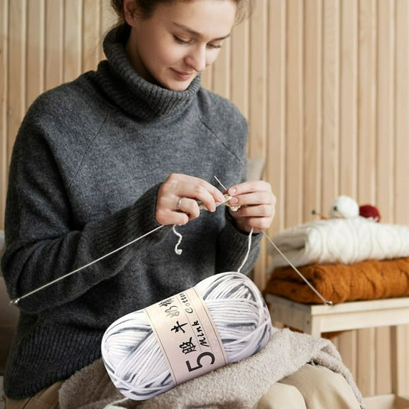 5 Strands Milk Cotton Gradient Yarn - Hand-Woven DIY Crochet Wool, 50g 325m, Soft & Strong Acrylic Thread for Knitting, Hats, Scarves, Dolls, Beginner-Friendly Craft Supplies