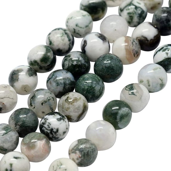 5 Strands Natural Tree Agate Round Beads Strands 10mm Hole: 1mm; About 37pcs/Strand 14.76"(37.5cm)