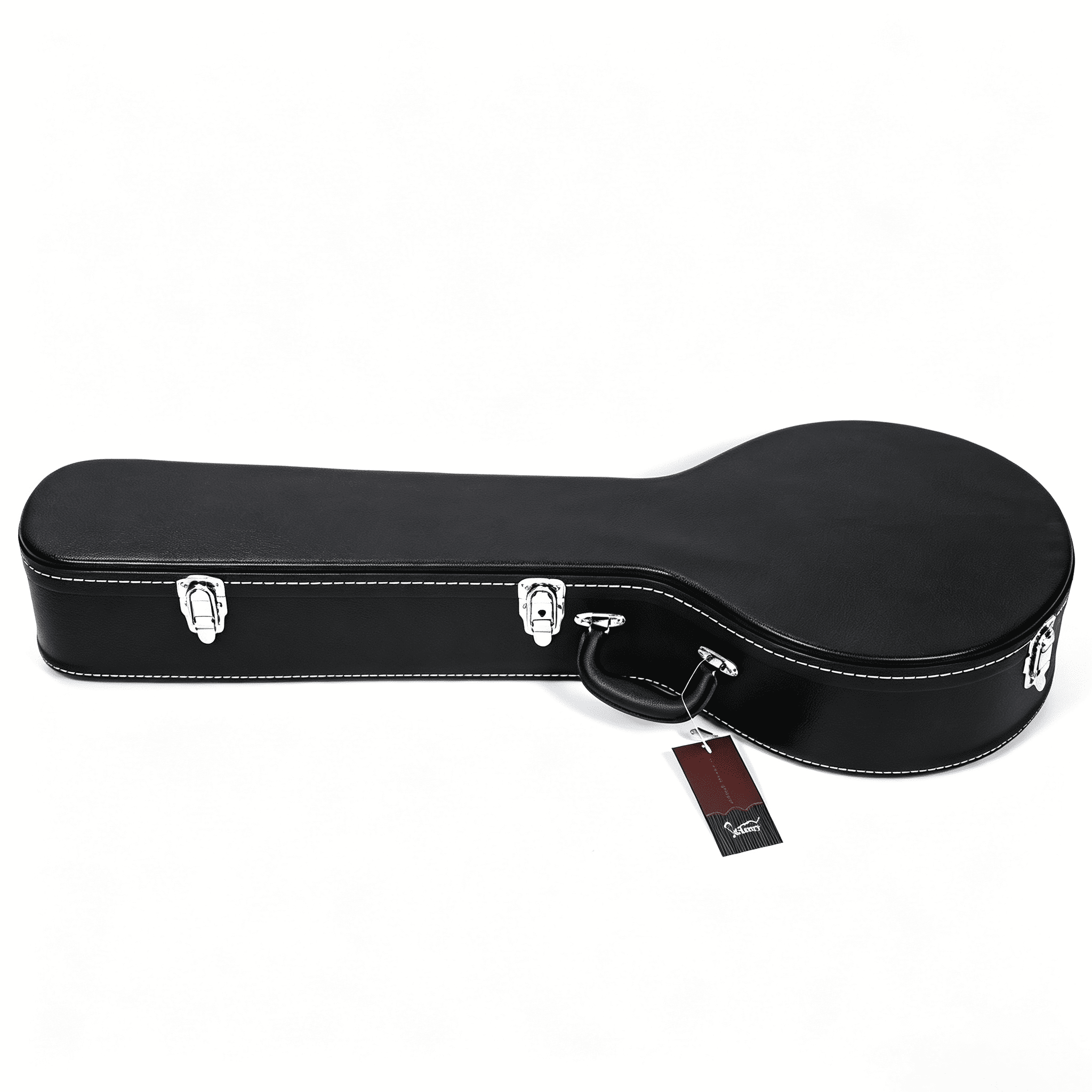 5-String 6-String Microgroove Pattern Leather Wood Banjos Case, Black