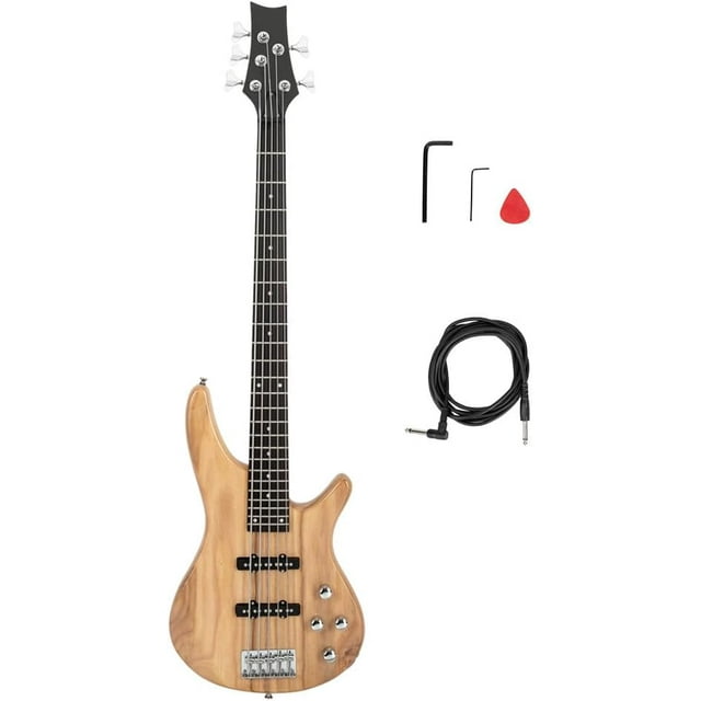 5 String Electric Bass Guitar, Full Size Standard Right Handed Rosewood