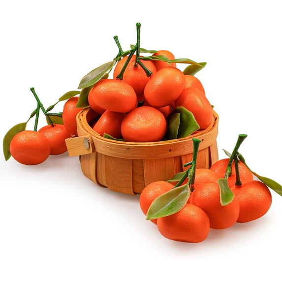 5 Strings Fake Oranges, Mini Faux Oranges for Decoration Home, Artificial Oranges Citrus Decor with Leaves, Lifelike Simulation Orange Set Decorative Tangerine for Supermarket Photography Props