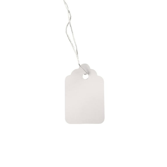 #5 Strung White Merchandise Price Tags - 1-1/16"W x 1-5/8"H - Pack of 1000- White Price Tags with String - Strung Merchandise Tags for Retail - Simple Paper Tags with Strings for Pricing and Labeling