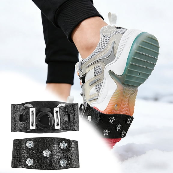 5 Stud Ice Cleats For Shoes & Boots – Traction Cleats With Quick Release Buckle Rubber For Winter Walking Hiking & Ice Universal Fit For & Sock for Front Door Galoshes Overshoes Walking Boot Covers