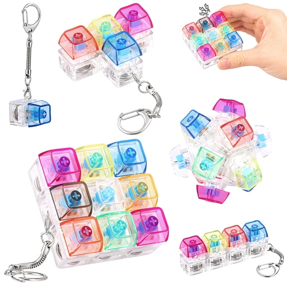 5 Style Keyboard Fidget Keychain Keyboard Button Finger Clicker for Anxiety Relief for Office Home Pass Time