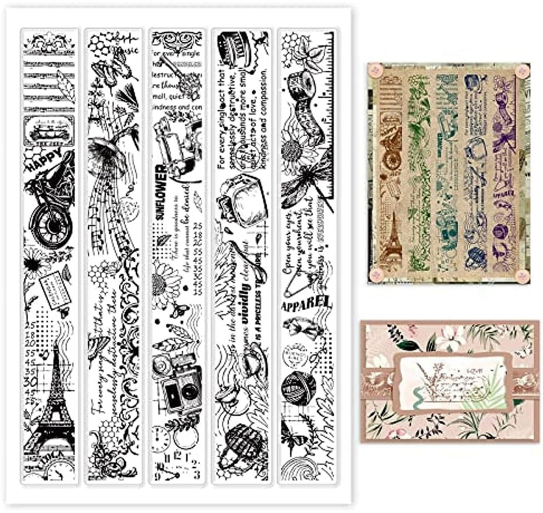 5 Style Vintage Background Clear Stamps The Tower Camera Ink Flowers ...