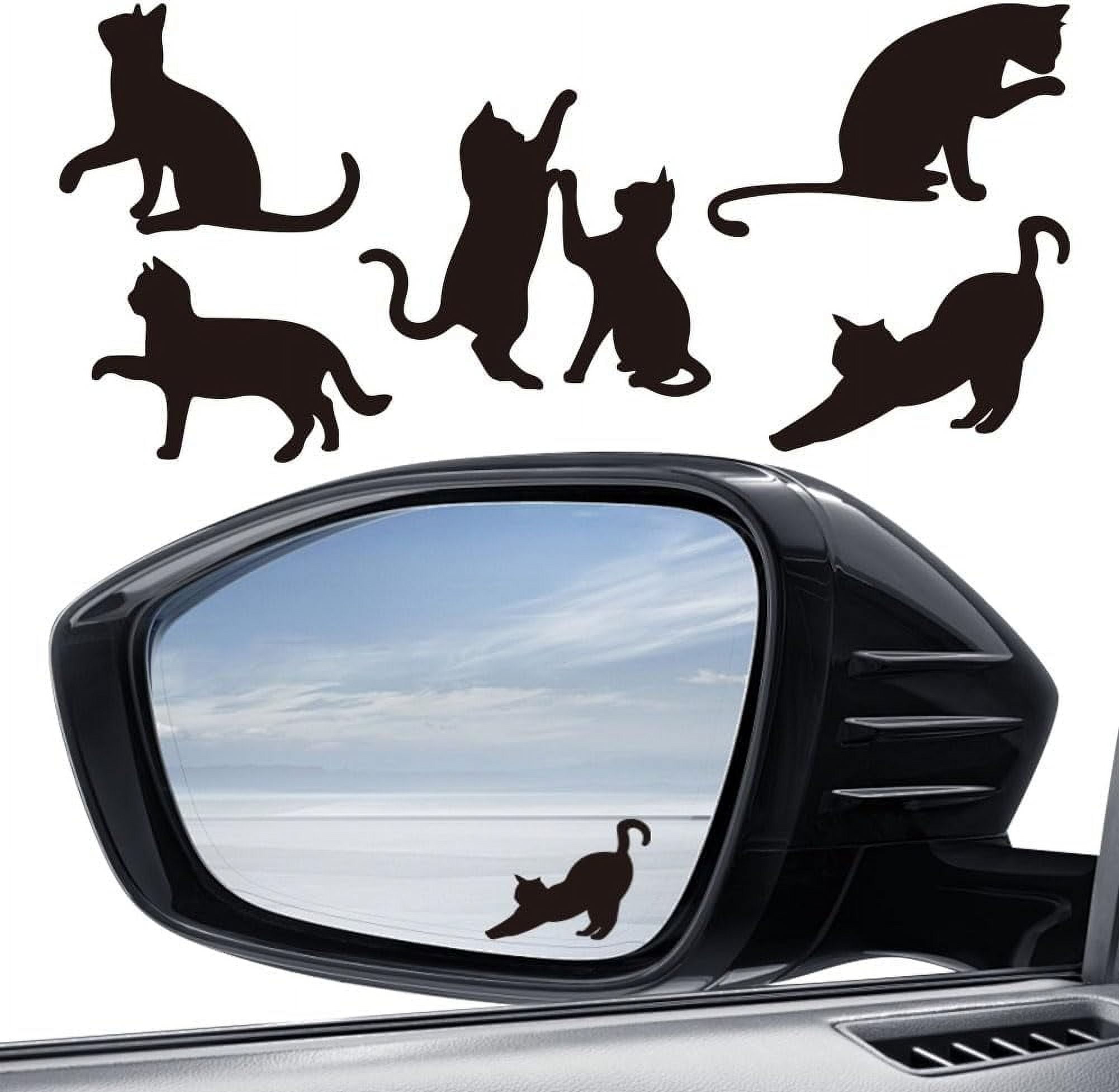 5 Styles/1 Sheet Rearview Mirror Decal Cat Shape Car Window Stickers ...