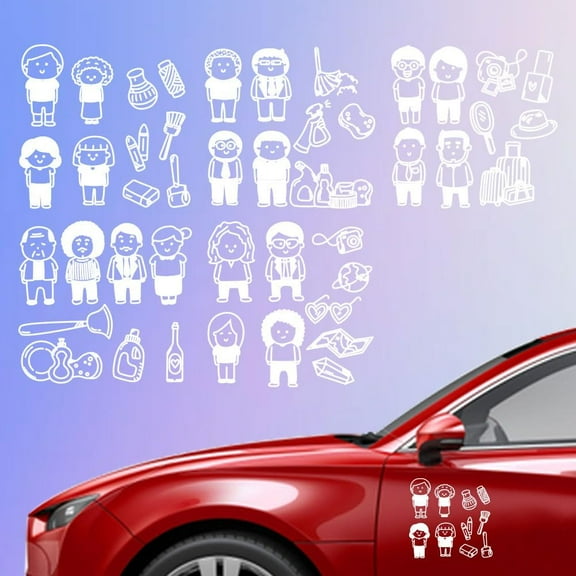 5 Styles Family Car Stickers 6.1x5.83 Inches White Line Family Vinyl Decals Stick Figure Family Mini Decor Decals for Auto Cars Trucks Vans Walls Laptop Colorful DIY