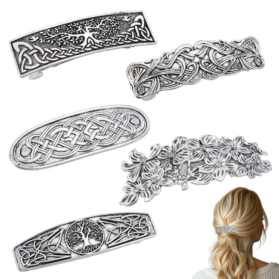 5 Styles Metal Hair Barrettes Large Hand Crafted Hair Clips Retro Forest Peacock Hairpin Vintage French Hair Accessories