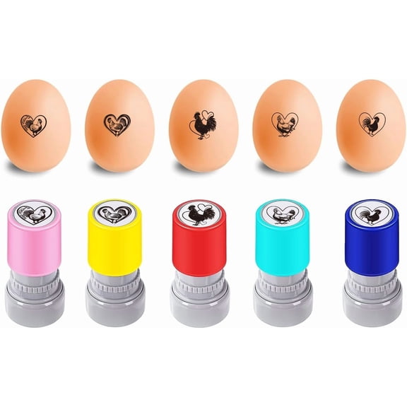 5 Styles Plastic Rubber Stamps Chicken with Love Motifs DIY Egg Drawing Stamps Unique Designs Egg Stamp Ideal for Farm DIY Egg Painting and Art Craft