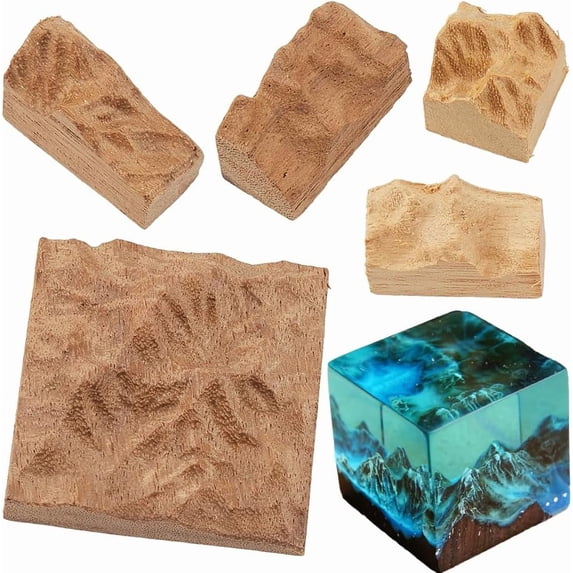 5 Styles Resin Epoxy Craft Unfinished Wood Natural Sandalwood Snow Mountain Dried Flower Resin Molds Decorative Craft for Jewelry Necklaces Making DIY Ring Pendant Micro Landscape for DIY