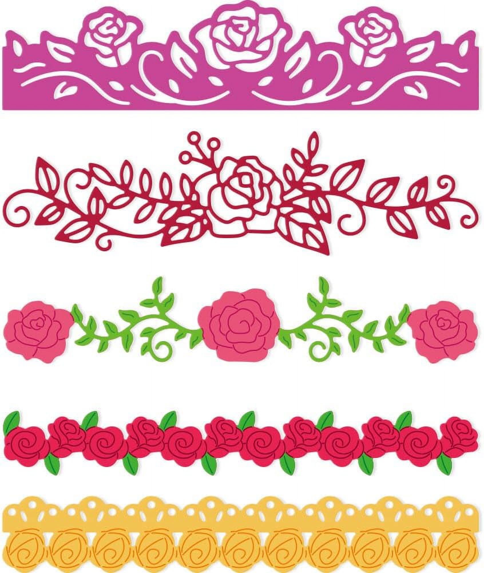 5 Styles Rose Border Cutting Dies Wedding Invitatio Flowers Carbon ...