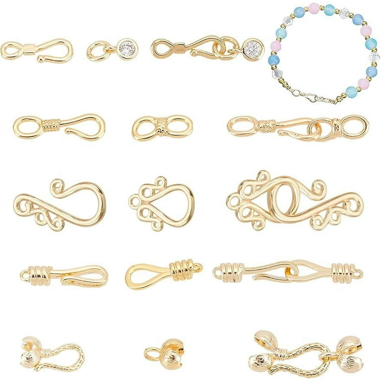 5 Styles S Hook Ring Toggle Clasps 18K Gold Plated Hook and Eye