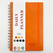 5 Subject Notebook, A5 Spiral Planner with Inner Pockets - PU Leather Hardcover Undated Daily Planner Notebook for Work, School & Home, Productivity Organizer with To-Do List & Hourly Schedule