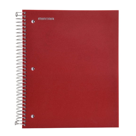 Mintra 5 Subject Spiral Notebook - Chili Oil - College Ruled - Durable Poly Cover/5 Poly Pockets/200 Sheets
