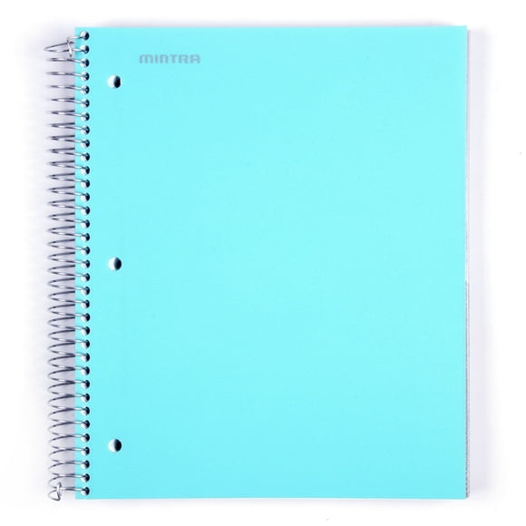 Mintra 5 Subject Spiral Notebook - Teal - College Ruled - Durable Poly Cover, 5 Poly Pockets, 200 Perforated Sheets (05804)