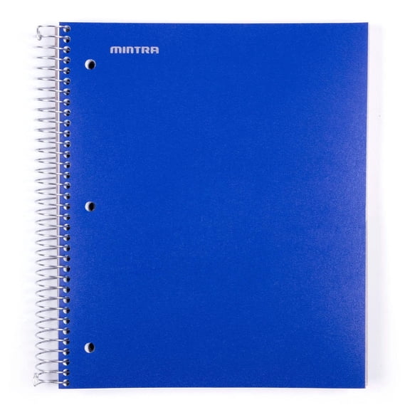 Mintra 5 Subject Spiral Notebook - Blue - College Ruled - Durable Poly Cover/5 Poly Pockets/200 Sheets