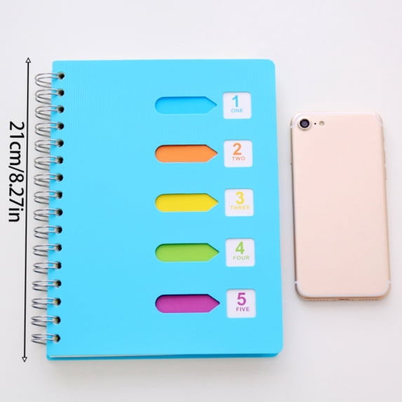5 Subject Notebook College Ruled Small Spiral Notebook 5x7 with Removable Dividers 270 Pages Notebooks, #C
