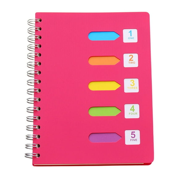 5 Subject Notebook College Ruled Spiral Notebook Journal with Removable Dividers Tabs, 120Sheets/240Pages 5 Tabs Colored Dividers, Durable Punched Paper for Home Office Work, 1Pc(Red,8.2x5.7")