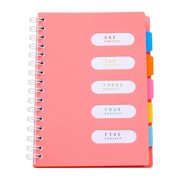 5 Subject Notebook Large Spiral Lined Graph Paper Notebook with Dividers, Office Notebooks for Work Multi Subject Notebook with 5 Tabs Organizer Notebooks for Women & Men, 1Pc(Pink,8.4x6.7")