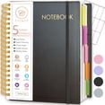 thumbnail image 1 of CTCMSP 5 Subject Spiral Notebook,Leather Hardcover Notebook with Removable Dividers Tabs,College Ruled Organizer Notebooks for Work Study Office Academic Supplies,300Pages, 1 of 8