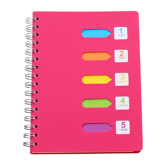 5 Subject Notebook, Ongmies Spiral Notebook with Waterproof Plastic Softcover, College Ruled Papers with 5 Sheets Colorful Movable Dividers
